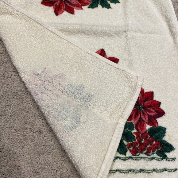 Vintage Cannon Christmas Holiday Dish Hand Towel 24x15 Poinsettia Lot of 3 NWOT - Picture 6 of 10